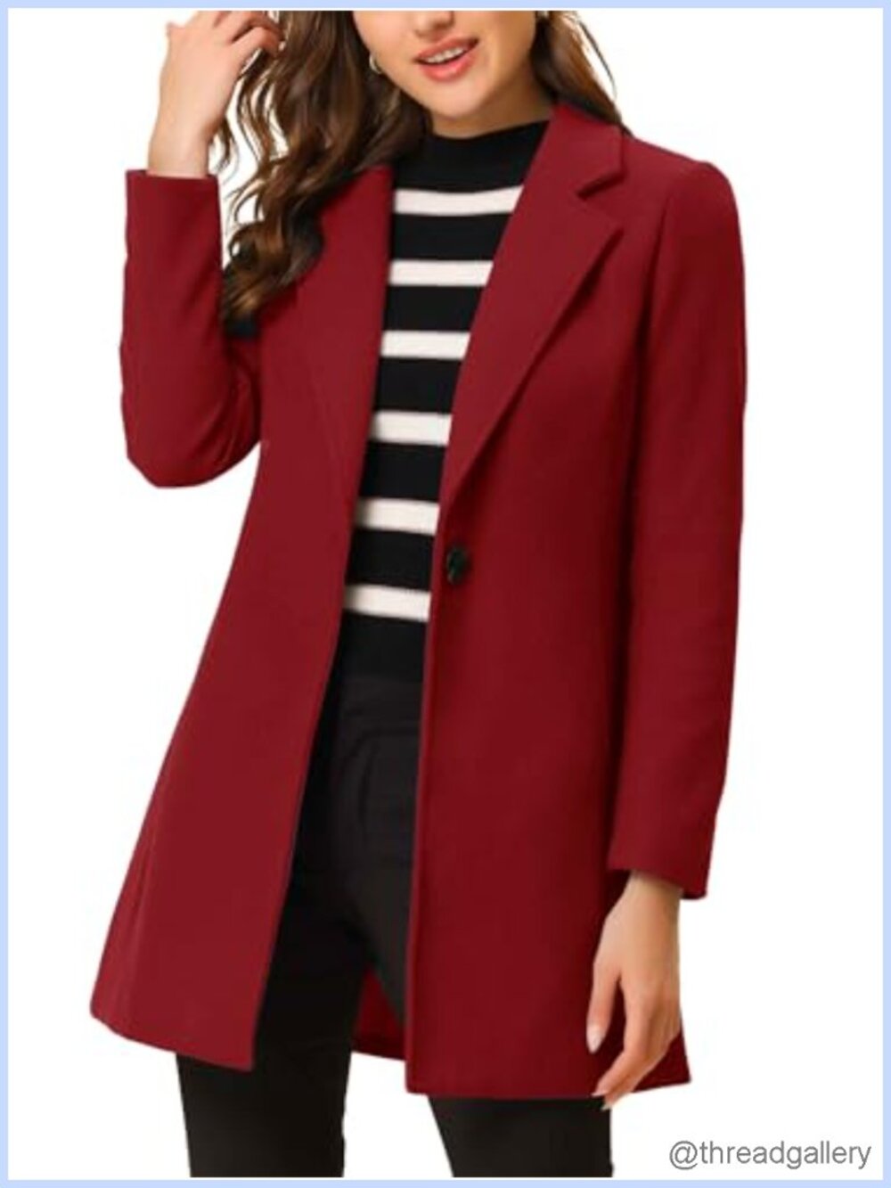 Women's Winter Overcoat Notched Lapel One Button Mid-Length Coat